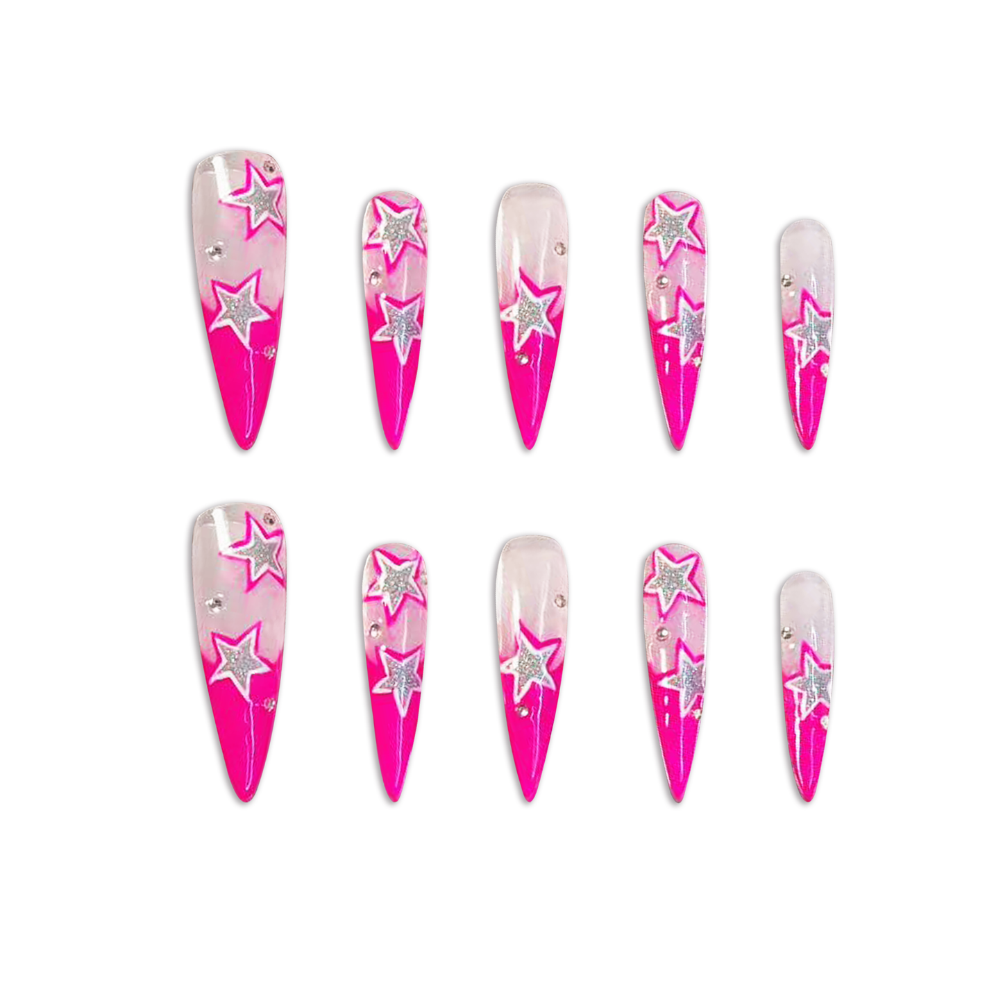Starry Pink Night Handmade Press On Nails - Arcanus Nails