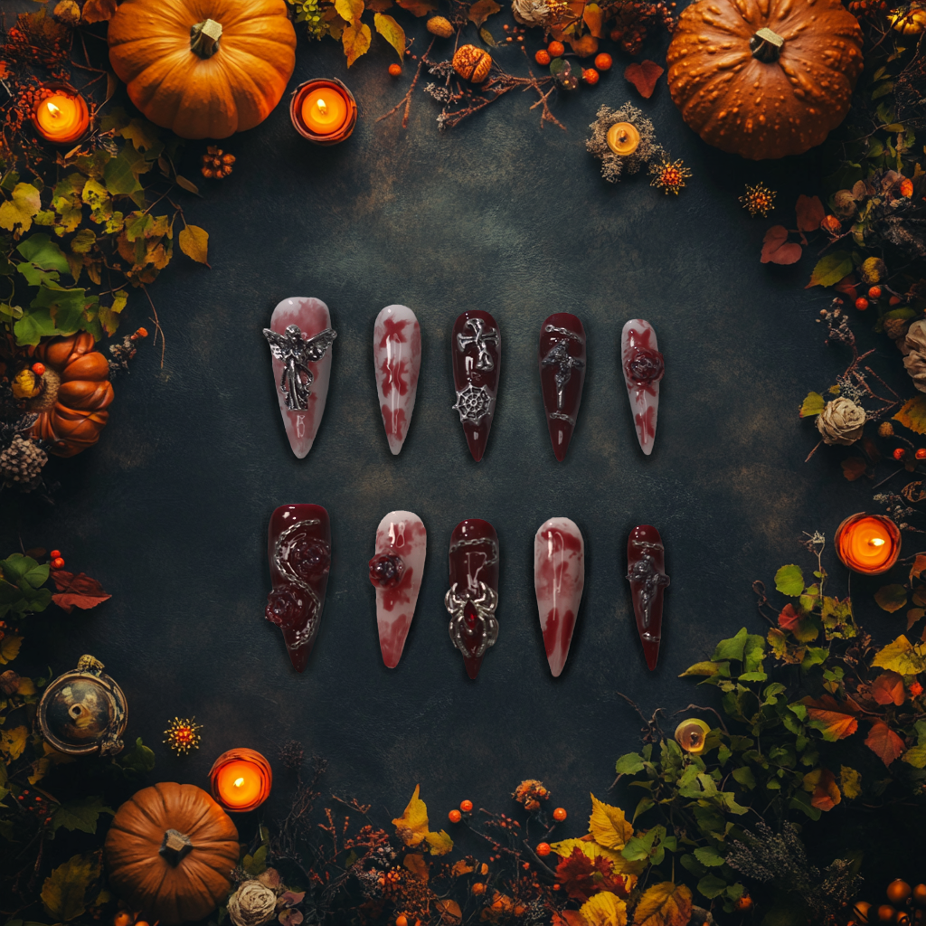 Crimson Curse Handmade Press On Nails - Arcanus Nails